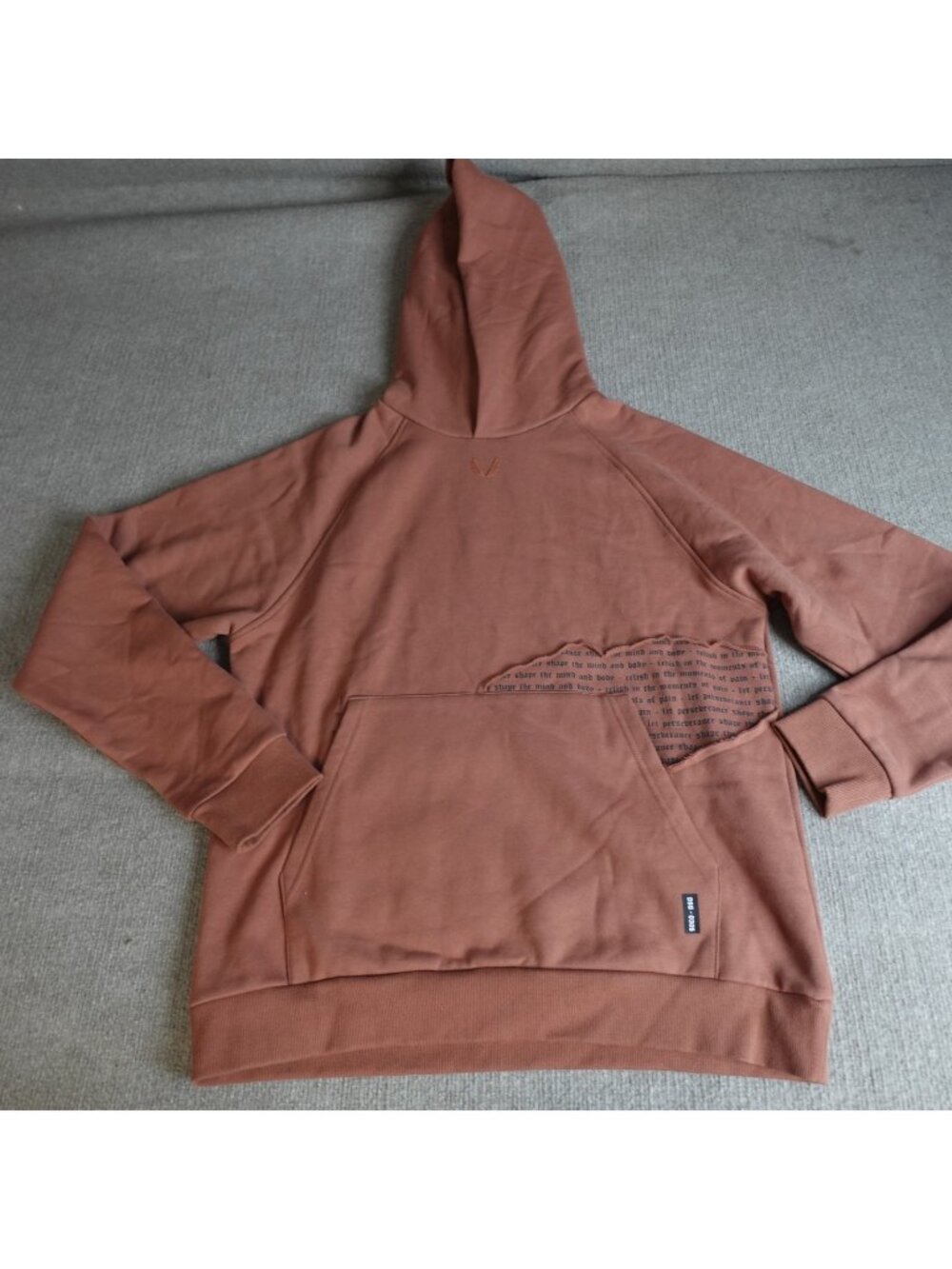 ASRV Sweater Small Orange Brown Tech-Terry Mantra Hoodie